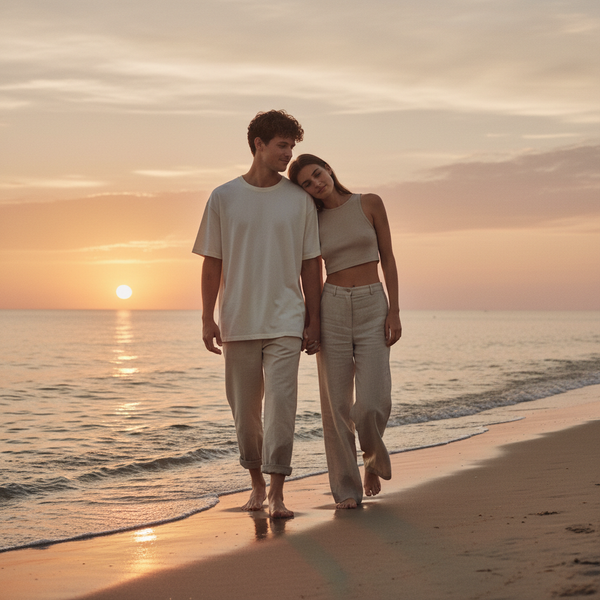 Coppia spiaggia tramonto