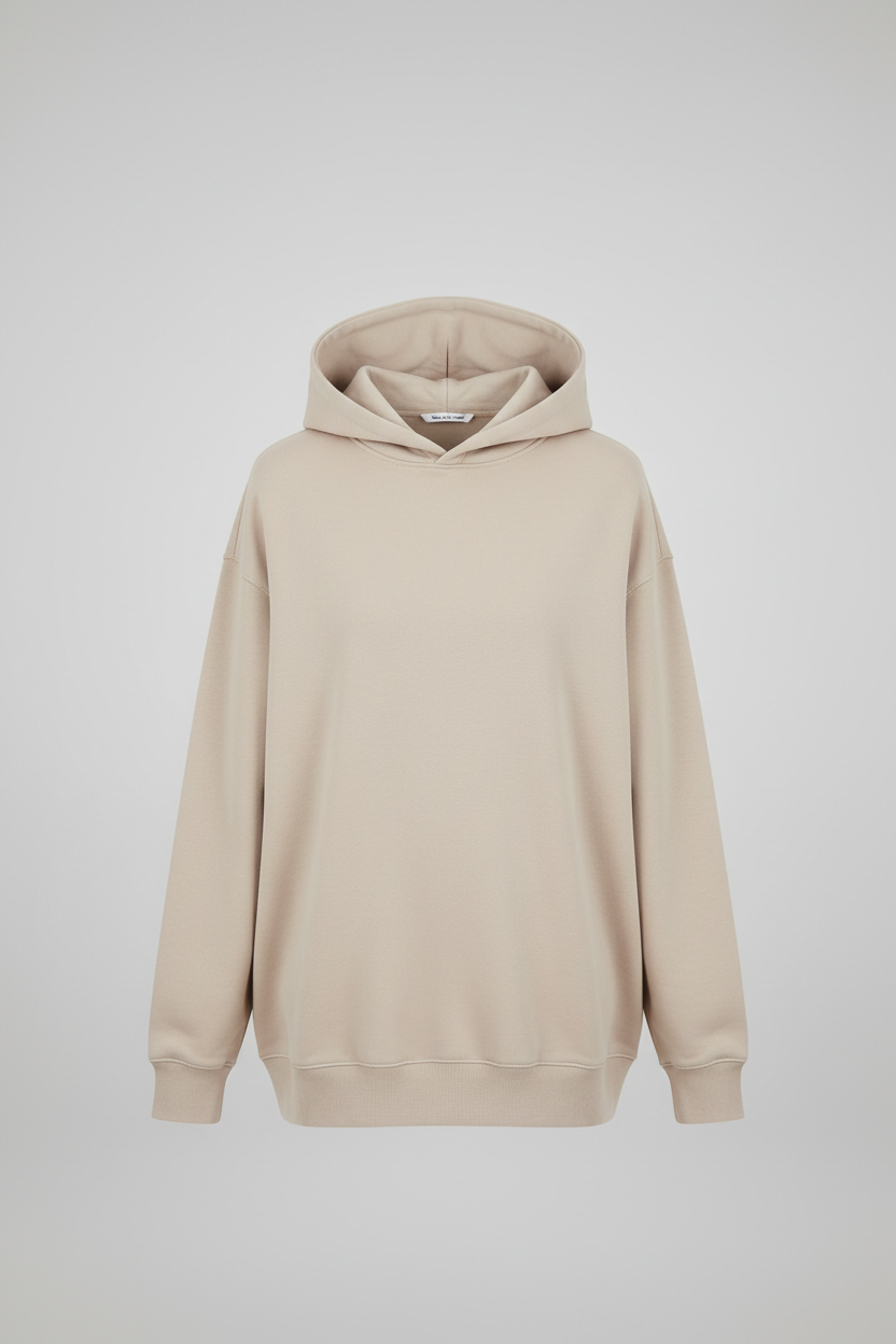 Hoodie beige pastello cappuccio basso