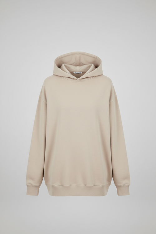 Hoodie beige pastello cappuccio basso