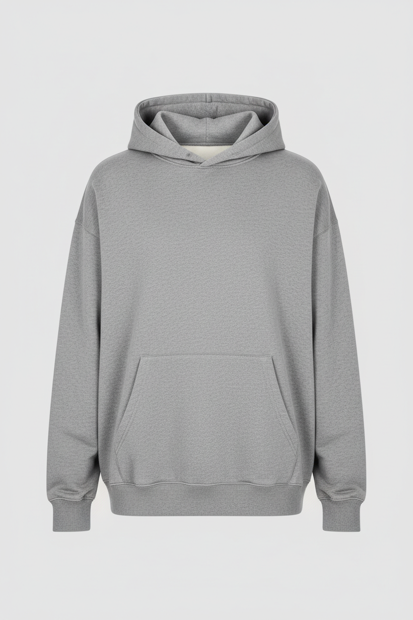 Hoodie grigio cenere cappuccio basso