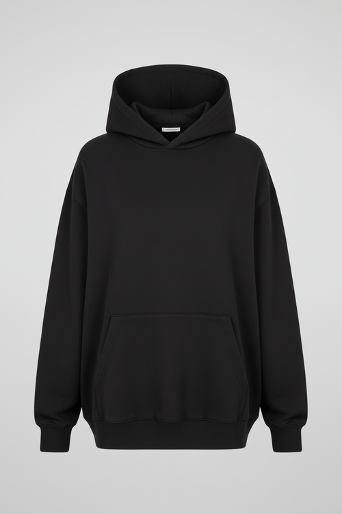 Hoodie nera cappuccio basso