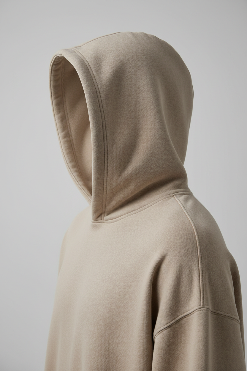 Oversized hoodie beige - hood detail