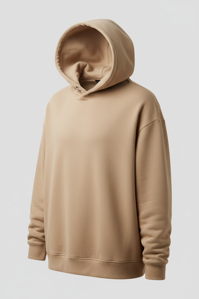 Oversized hoodie beige - angled view