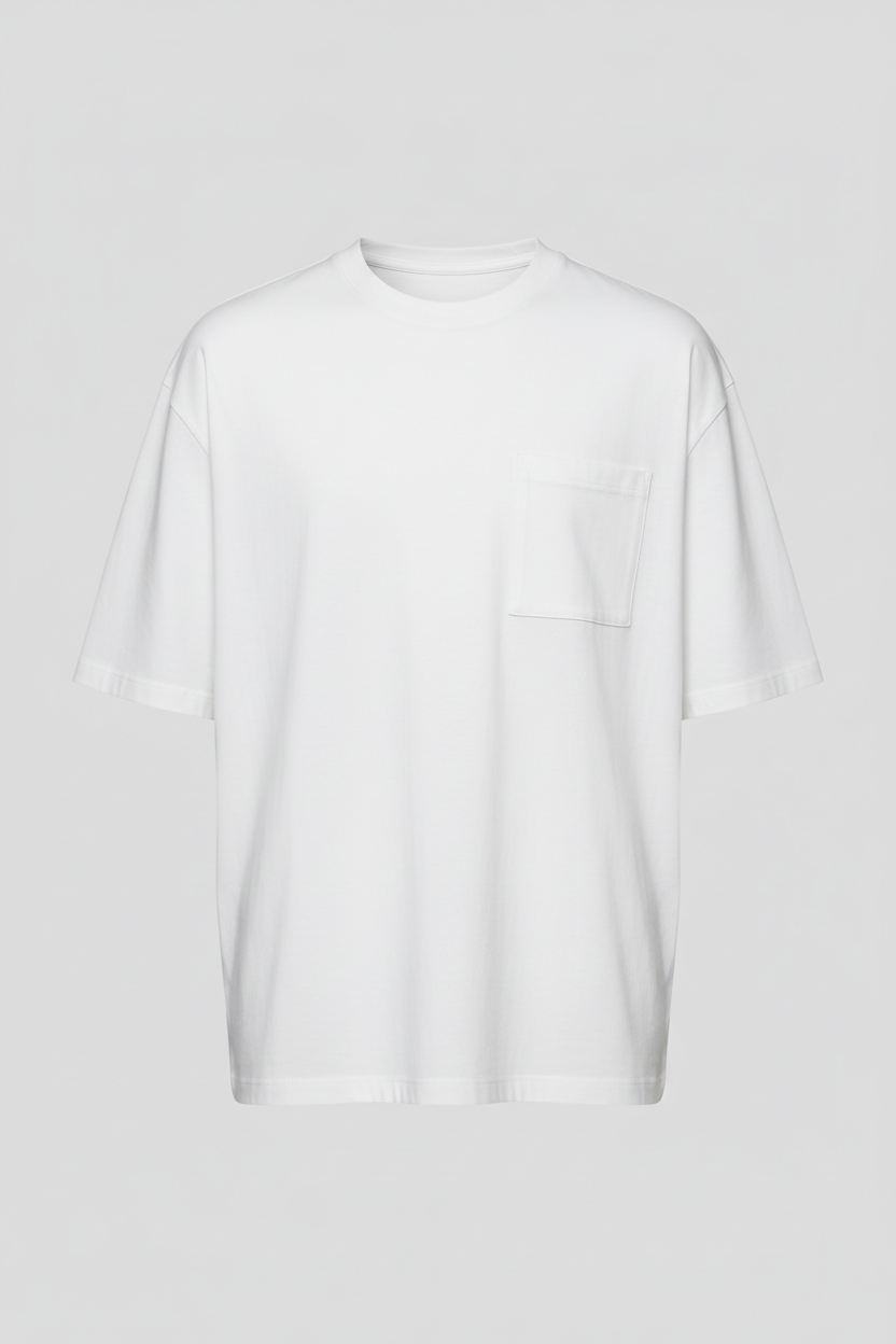 T-shirt oversize con taschino bianca