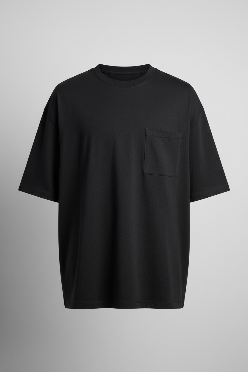 T-shirt oversize con taschino nera